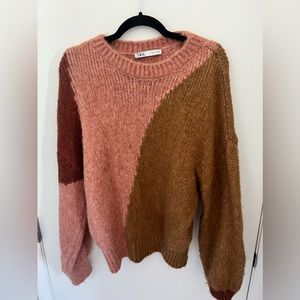 Zara Pink Geometric Pullover Sweater